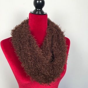 Brown fuzzy tube scarf- can be worn two ways